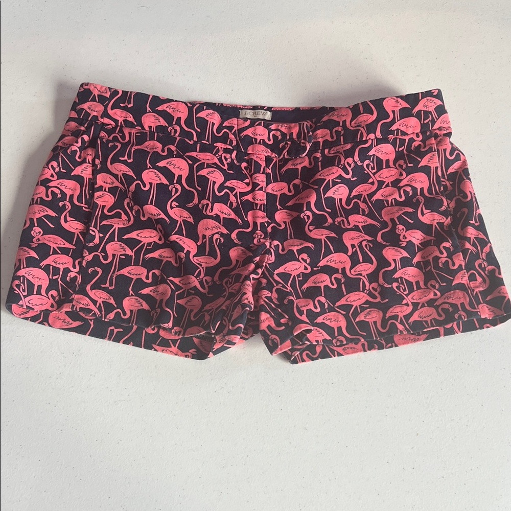 J. Crew women's size 6 Pink Flamingo Print Shorts coastal vacation beach